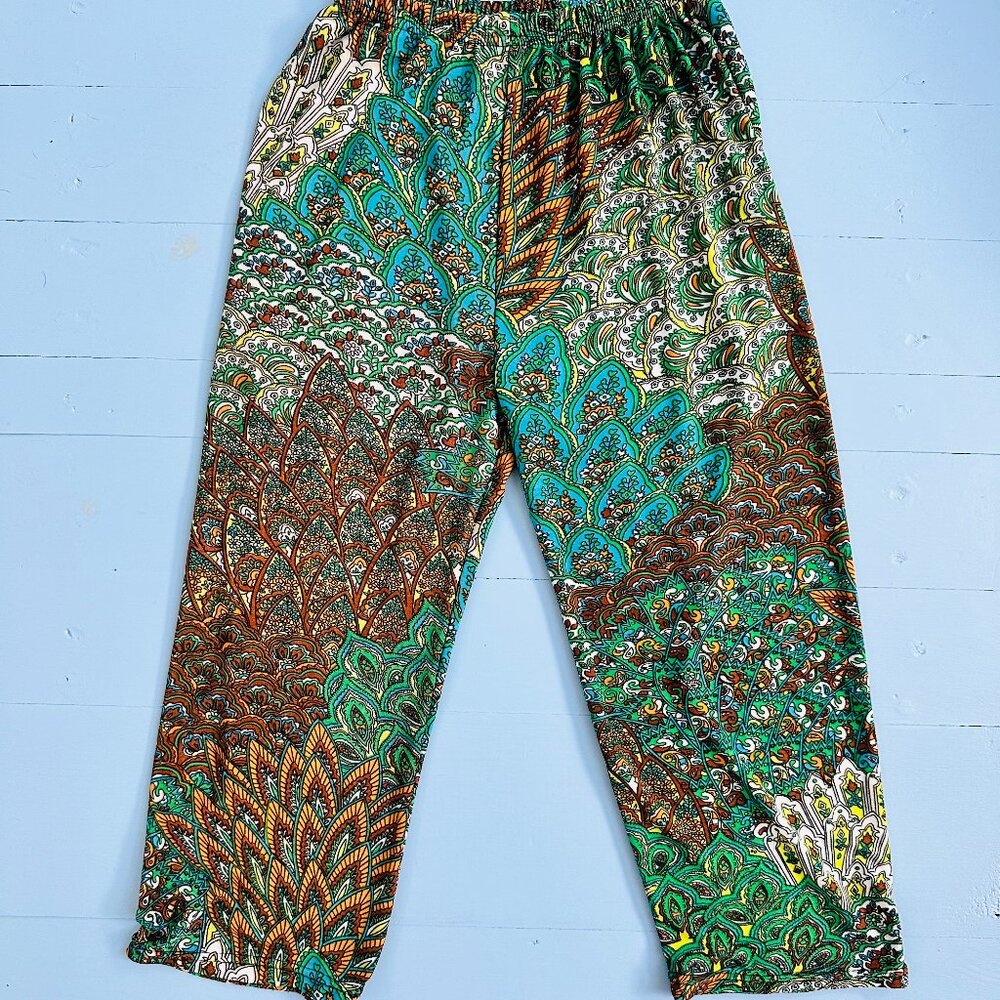 Vintage Hippie Paisley Pants Kids 5T Retro Boho Festival Wide Leg